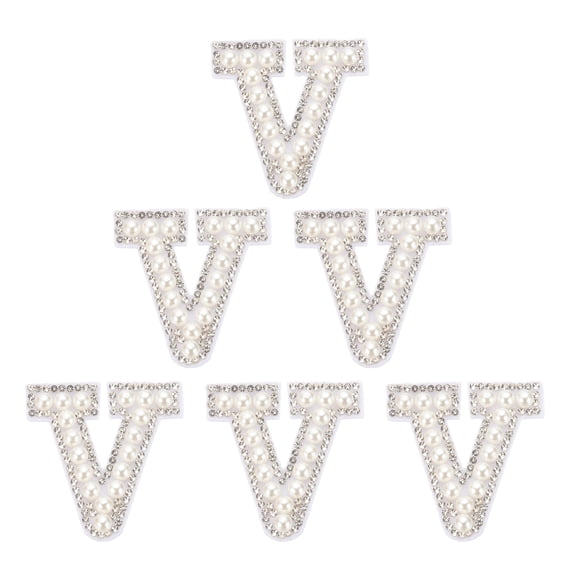 Uxcell Rhinestone Letters Patches, Initial Letter Self-Adhesive Patch V