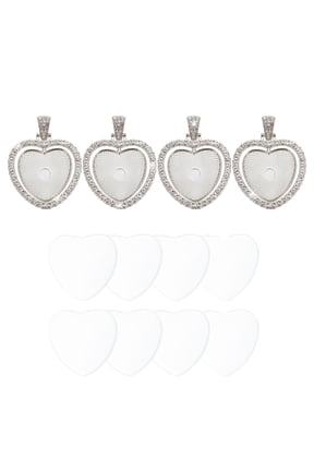 Rhinestone Pendant Tray, 4 Set Double Sided Tray 4pcs Glass Dome 8pcs