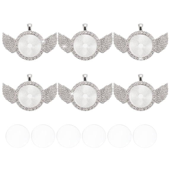 Uxcell Rhinestone Pendant Tray, 6 Set Double Sided Tray 6pcs Glass Dome 6pcs