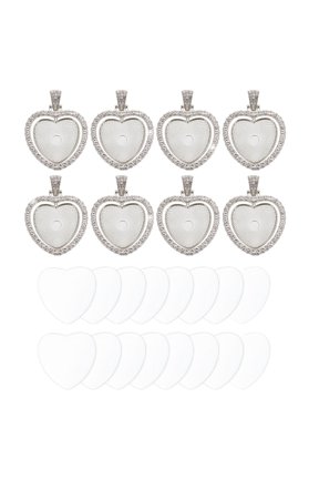 Rhinestone Pendant Tray, 8 Set Double Sided Tray 8pcs Glass Dome 16pcs