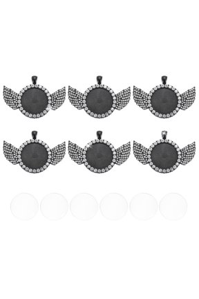 Rhinestone Pendant Trays, 6 Packs Double Sided Tray 6pcs Glass Dome 6pcs