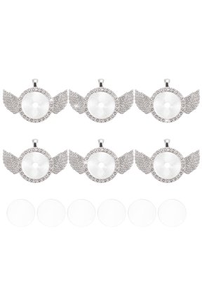 Rhinestone Pendant Trays, 6 Pcs Double Sided Tray 6pcs Glass Dome 6pcs