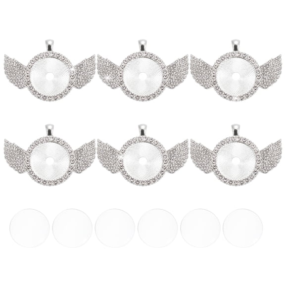 Uxcell Rhinestone Pendant Trays, 6 Pcs Double Sided Tray 6pcs Glass Dome 6pcs