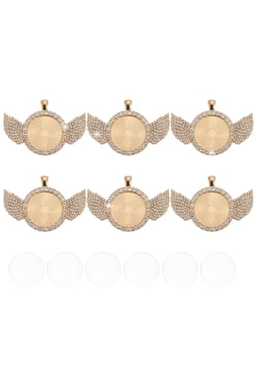 Rhinestone Pendant Trays, 6 Set Double Sided Tray 6pcs Glass Dome 6pcs