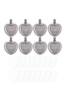 Rhinestone Pendant Trays, 8 Set Double Side Tray 8pcs Glass Dome 16pcs