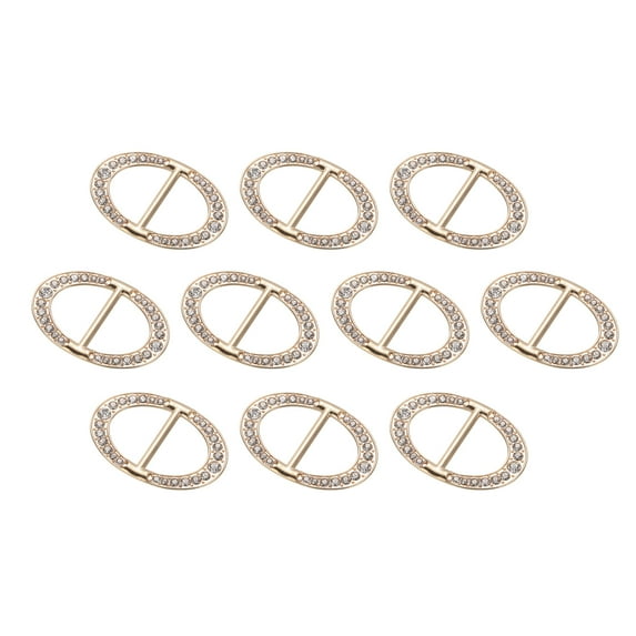 Uxcell Rhinestone Ribbon Buckle Slider, 10Pcs Light Gold Crystal Belt Buckles for Craft Wedding Clothing Decoration