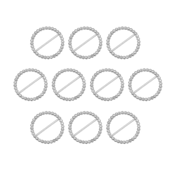 Uxcell Rhinestone Ribbon Buckle Sliders, 10Pcs Metal Silver Crystal Belt Buckle for Craft Wedding Clothing Decoration