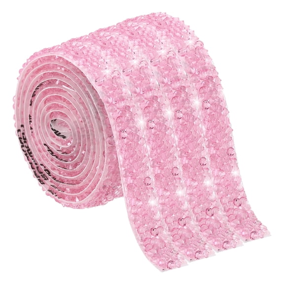 Uxcell Rhinestone Ribbon Roll, 4 Yards Self-Adhesive Rhinestone Tape for DIY Crafts (Light Pink, 10mm/0.39" Wide)