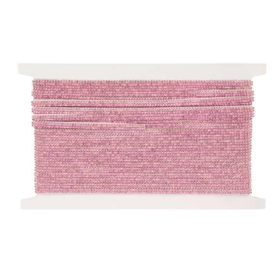 Uxcell Rhinestone Ribbon Self Adhesive Crystal Rhinestone Strips 0.4cm x 10 Yard Bling Rhinestone Ribbon Roll 2 Rows Card for DIY Crafts Wedding Clothing Nails Decoration, Light Pink