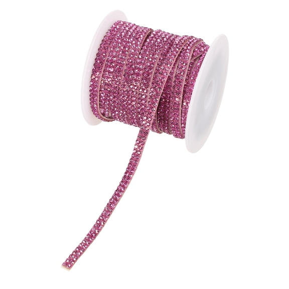 Uxcell Rhinestone Ribbon Self Adhesive Crystal Rhinestone Strips 0.4cm x 10 Yard Bling Rhinestone Ribbon Roll 2 Rows for DIY Crafts Wedding Clothing Nails Decoration, Bright Purple