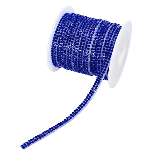 Uxcell Rhinestone Ribbon Self Adhesive Crystal Rhinestone Strips 0.4cm x 10 Yard Bling Rhinestone Ribbon Roll 2 Rows for DIY Crafts Wedding Clothing Nails Decoration, Dark Blue
