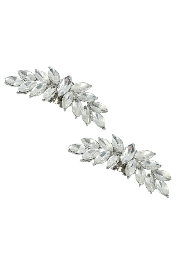 Rhinestone Shoe Clips, 1 Pair Detachable Classic Fashion Sparkling Bow Heels Accessories  White