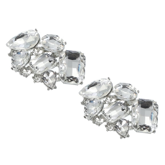 Uxcell Rhinestone Shoe Clips, 1 Pair Detachable Fashion Sparkling Bow Heels Accessories Decoration Silver