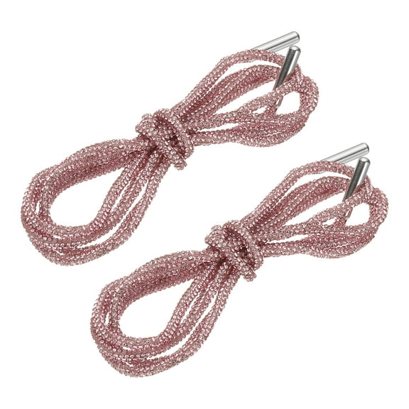 Uxcell Rhinestone Shoe Laces, 2 Pcs Crystal Bling Glittered Shoe Laces Shoelaces Rope Hoodie String Replacement Drawstring Cords for Sneakers Sweatpants Bags Accessories, Light Pink
