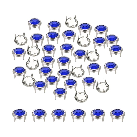 Uxcell Rhinestone Studs, Rhinestone Claw Beads Nailhead Crystal Claw Rivets Punk Spikes Decorative Round Rivet Sapphire Blue 6 mm