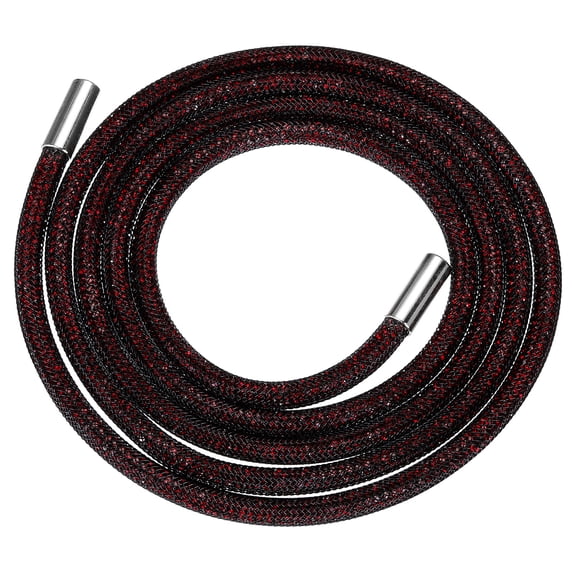 Uxcell Rhinestone Tube Rope, 138cm Round Diamond Tube String for DIY Drawstring, Black Mesh Drak Red