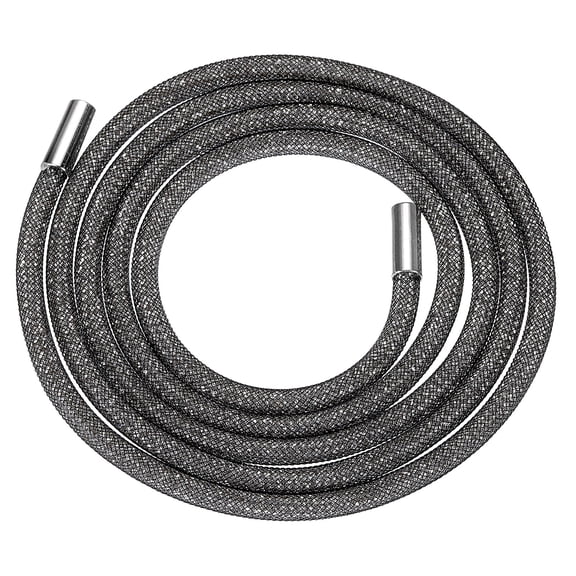 Uxcell Rhinestone Tube Rope, 138cm Round Diamond Tube String for DIY Drawstring, Black Mesh White