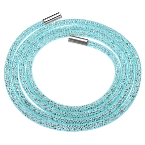 Uxcell Rhinestone Tube Rope, 138cm Round Diamond Tube String for DIY Drawstring, Blue Mesh White