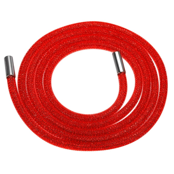 Uxcell Rhinestone Tube Rope, 138cm Round Diamond Tube String for DIY Drawstring, Red