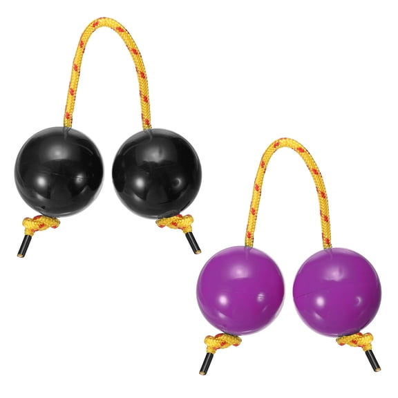 Uxcell Rhythm African Shaker Kashaka Shaker Ball Kashaka Hand Percussion Instruments with Yellow Rope, Fit for Adults Black/Purple