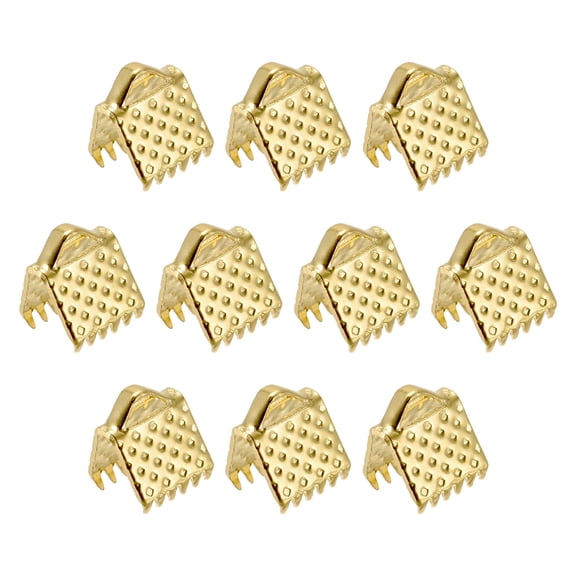 Uxcell Ribbon Crimp Clamp Ends, 6mm Bookmark Pinch Cord End Clasps for DIY Gold Tone 500Pack