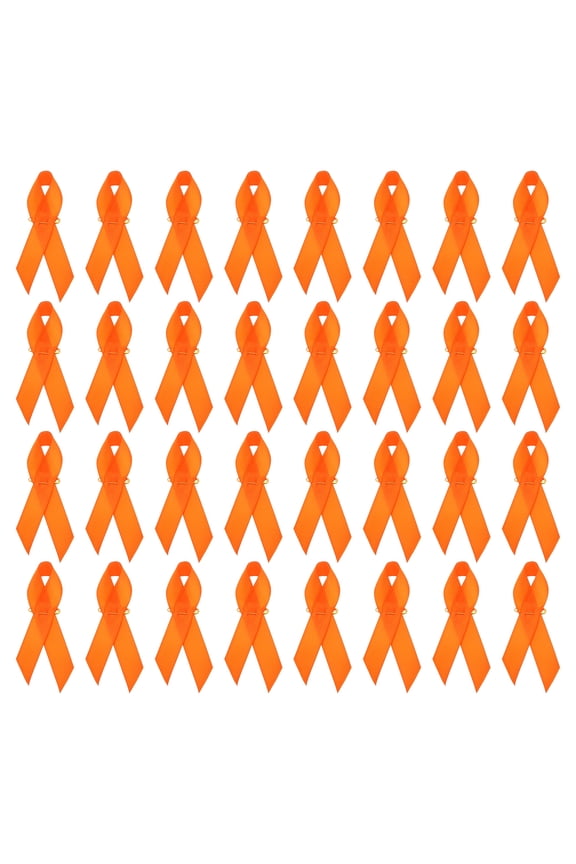 Ribbon Pins, 100Pcs Orange Awareness Ribbon Satin with Safety Pins