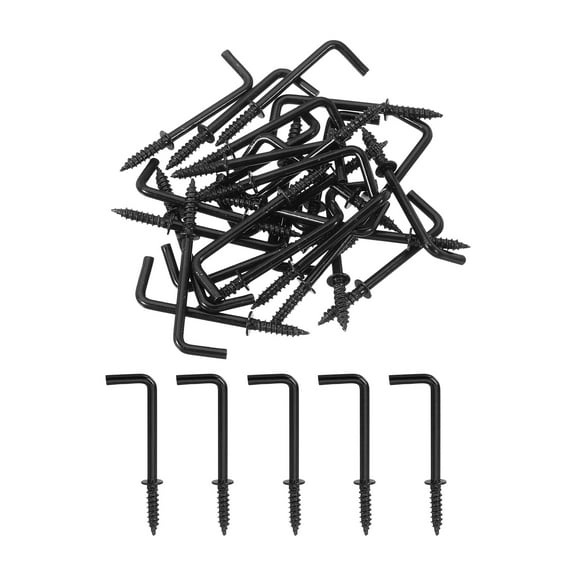 Uxcell Right Angle Hooks, 40Pcs 1-1/4" L Shaped Screw Hooks Screw in Hooks, 7 Shape Uxcell Right Angle Metal Screw Hooks