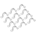 thumbnail image 1 of Uxcell Rigid Pipe Strap, 1 Inch (25mm) 2 Holes U Bracket Carbon Steel Tension Tube Clip Clamp 12 Pack, 1 of 5