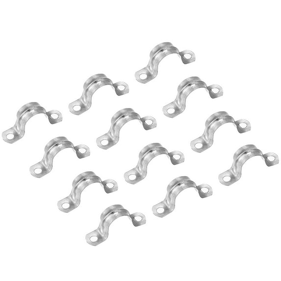 Uxcell Rigid Pipe Strap, 3/4 Inch (20mm) 2 Holes U Bracket Carbon Steel Tension Tube Clip Clamp 12 Pack
