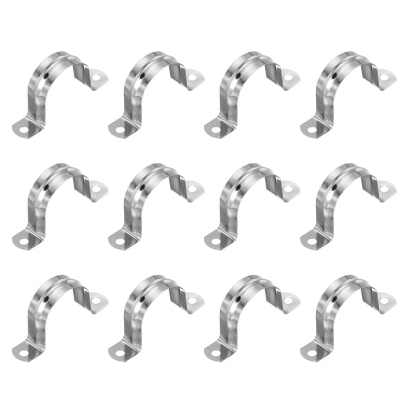 Uxcell Rigid Pipe Strap, 304 Stainless Steel Conduit Clamp 2 Hole U Bracket Pipe Clamp Tube Strap for Pipe Cable Wire Fix 1-2/3" (42mm)