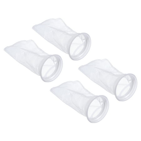 Uxcell Ring Filter Sock 4 Inch 1 mm Hole 4 Pack Fish Tank Mesh Bags Pool Skimmer Basket, White
