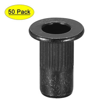 Orgrimmar 100 Pcs Zinc Plated Carbon Steel Rivet Nut Threaded Flat Head Insert Nutsert 1 4 20unc Pack Of 100