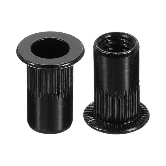 Uxcell Rivet Nuts Carbon Steel Knurled Flat Head Insert Nut Fastener Black M5 80 Pcs