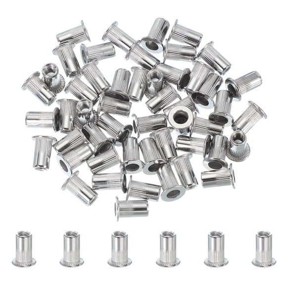 Uxcell Rivet Nuts, Stainless Steel Knurled Flat Head Insert Nuts Assortment Kit M4
