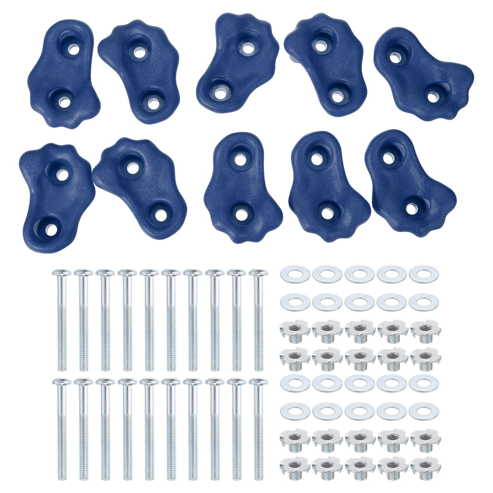 Rock Climbing Holds, 10 Pcs Small Climbing Rock Wall Grips with Double Hole for Playground Accessory, Blue-B