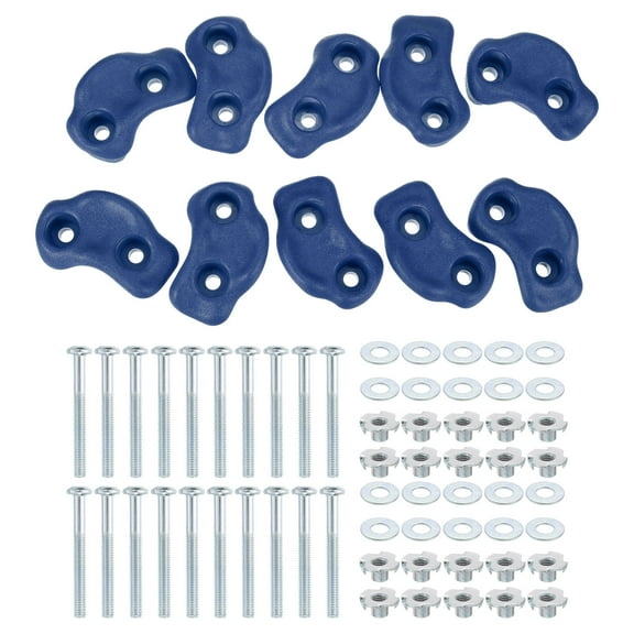 Rock Climbing Holds, 10 Pcs Small Climbing Rock Wall Grips with Double Hole for Playground Accessory, Blue-A