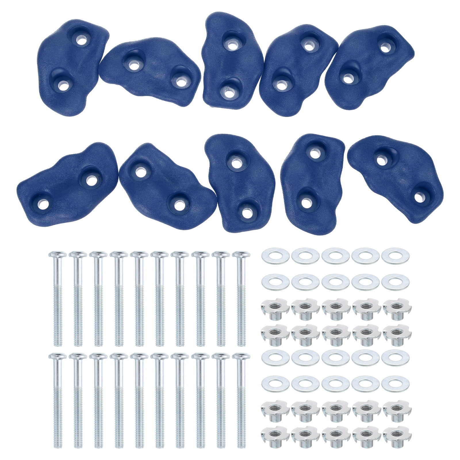 Rock Climbing Holds, 10 Pcs Small Climbing Rock Wall Grips with Double Hole for Playground Accessory, Blue-C
