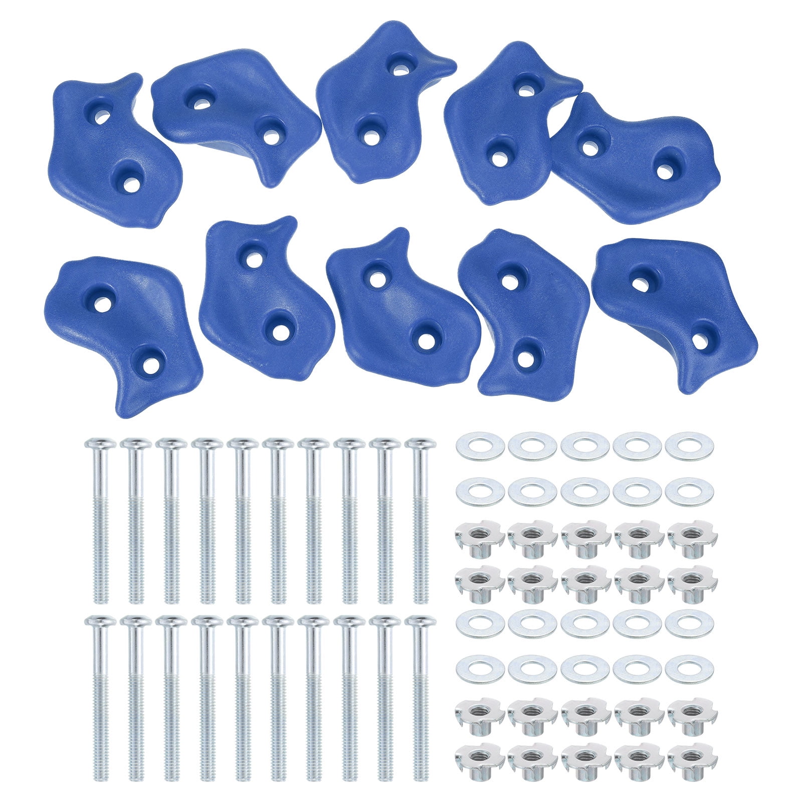 Rock Climbing Holds, 10 Pcs Large Climbing Rock Wall Grips with Double Hole for Playground Accessory, Blue-C