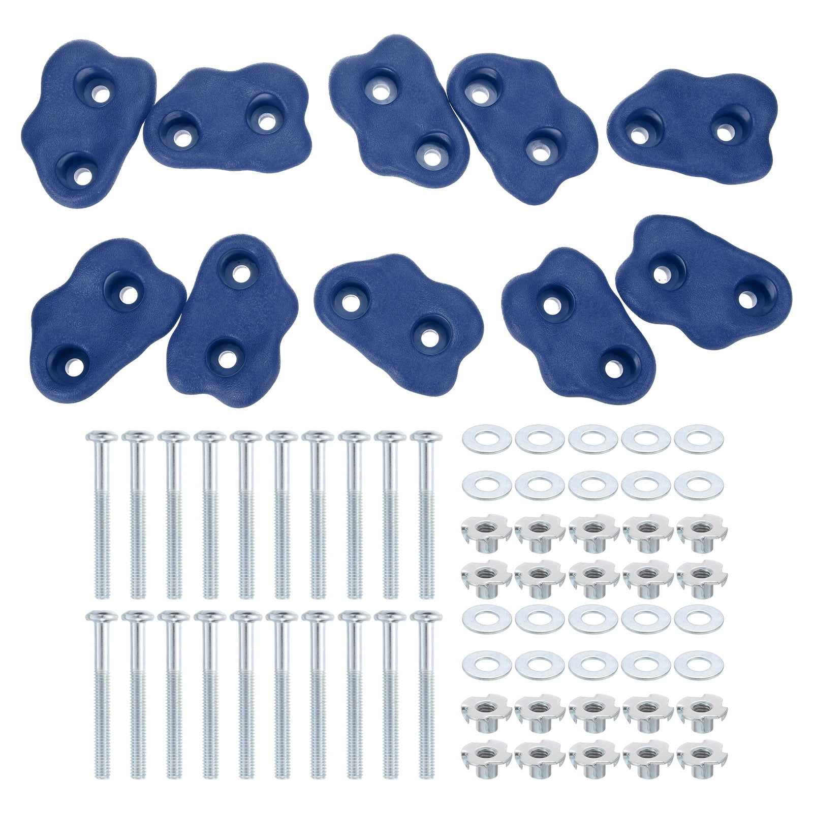 Rock Climbing Holds, 10 Pcs Small Climbing Rock Wall Grips with Double Hole for Playground Accessory, Blue-D