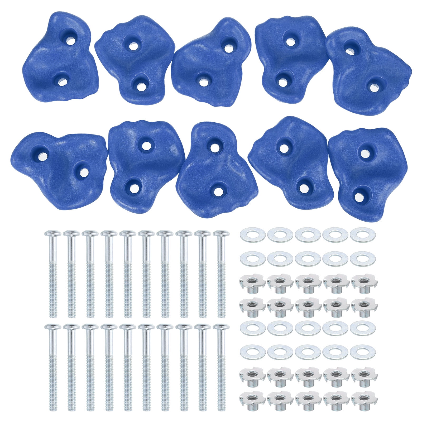 Rock Climbing Holds, 10 Pcs Large Climbing Rock Wall Grips with Double Hole for Playground Accessory, Blue-A