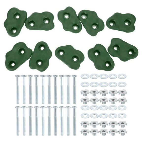 Rock Climbing Holds, 10 Pcs Small Climbing Rock Wall Grips with Double Hole for Playground Accessory, Green-D