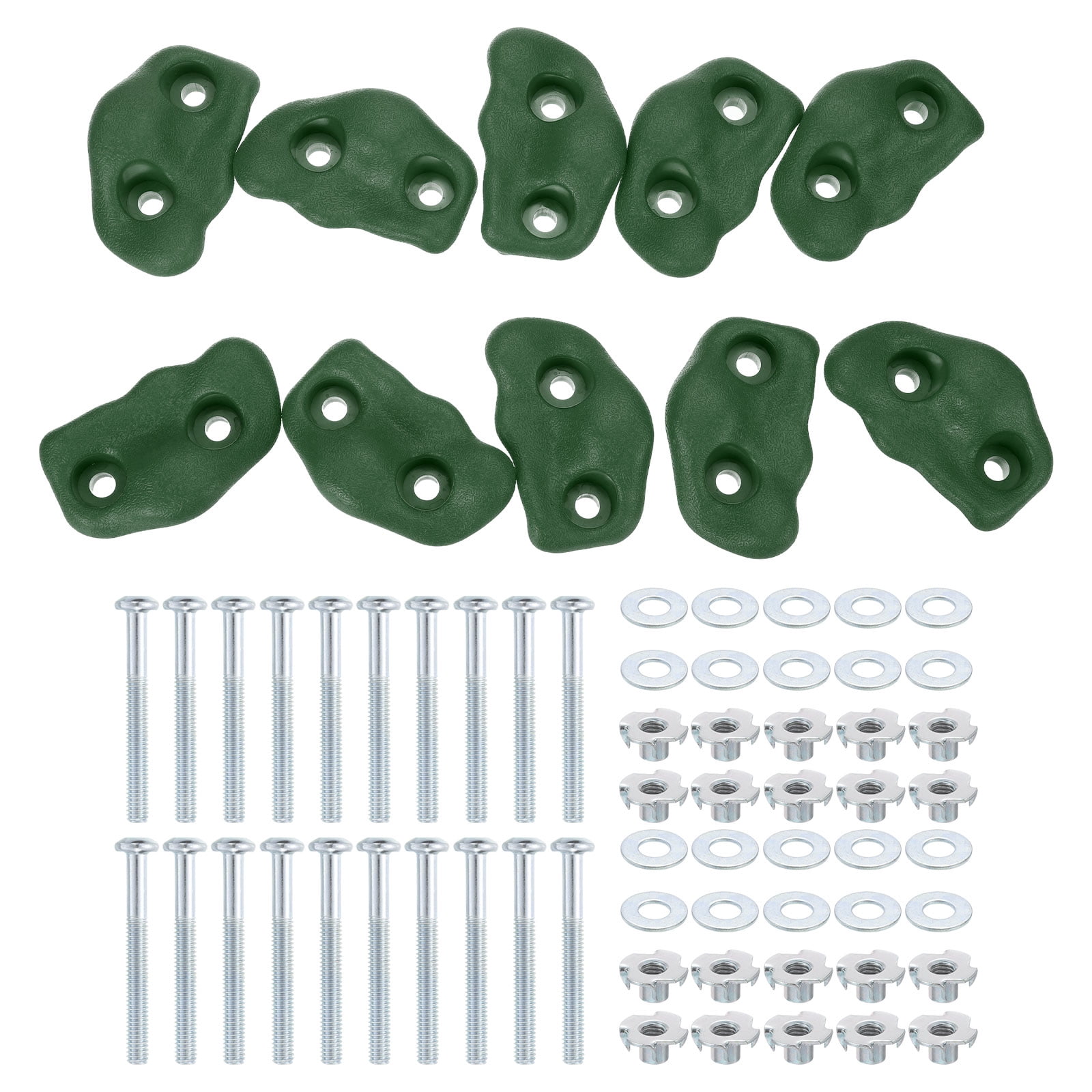 Rock Climbing Holds, 10 Pcs Small Climbing Rock Wall Grips with Double Hole for Playground Accessory, Green-C