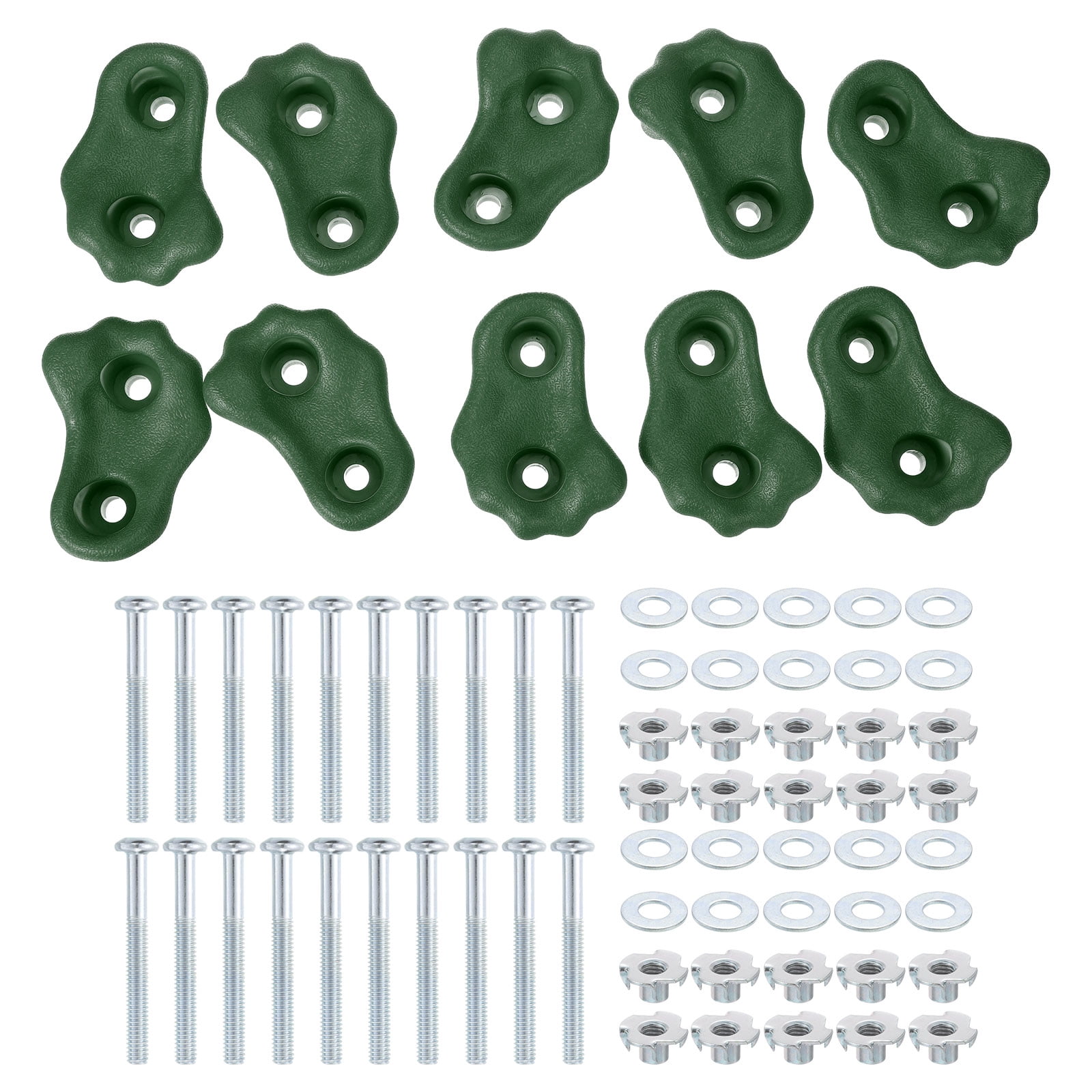 Rock Climbing Holds, 10 Pcs Small Climbing Rock Wall Grips with Double Hole for Playground Accessory, Green-B