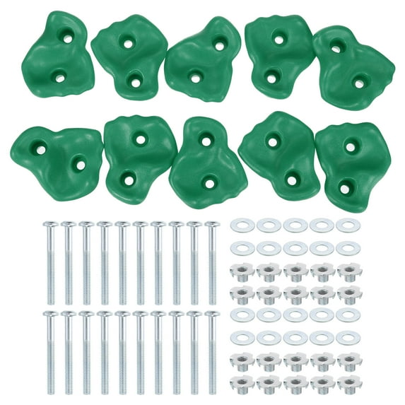Rock Climbing Holds, 10 Pcs Large Climbing Rock Wall Grips with Double Hole for Playground Accessory, Green-A