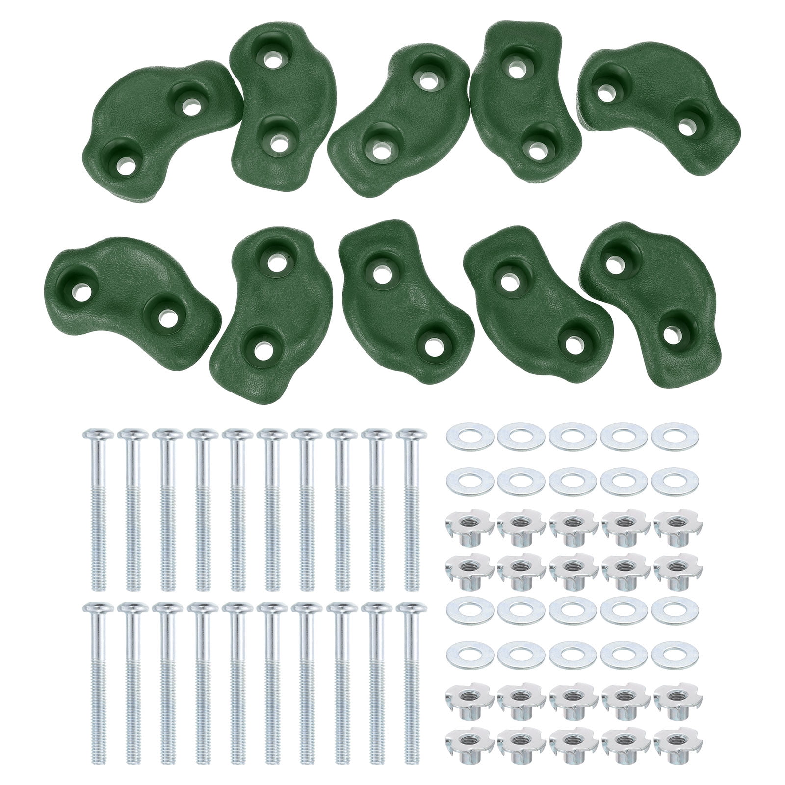 Rock Climbing Holds, 10 Pcs Small Climbing Rock Wall Grips with Double Hole for Playground Accessory, Green-A