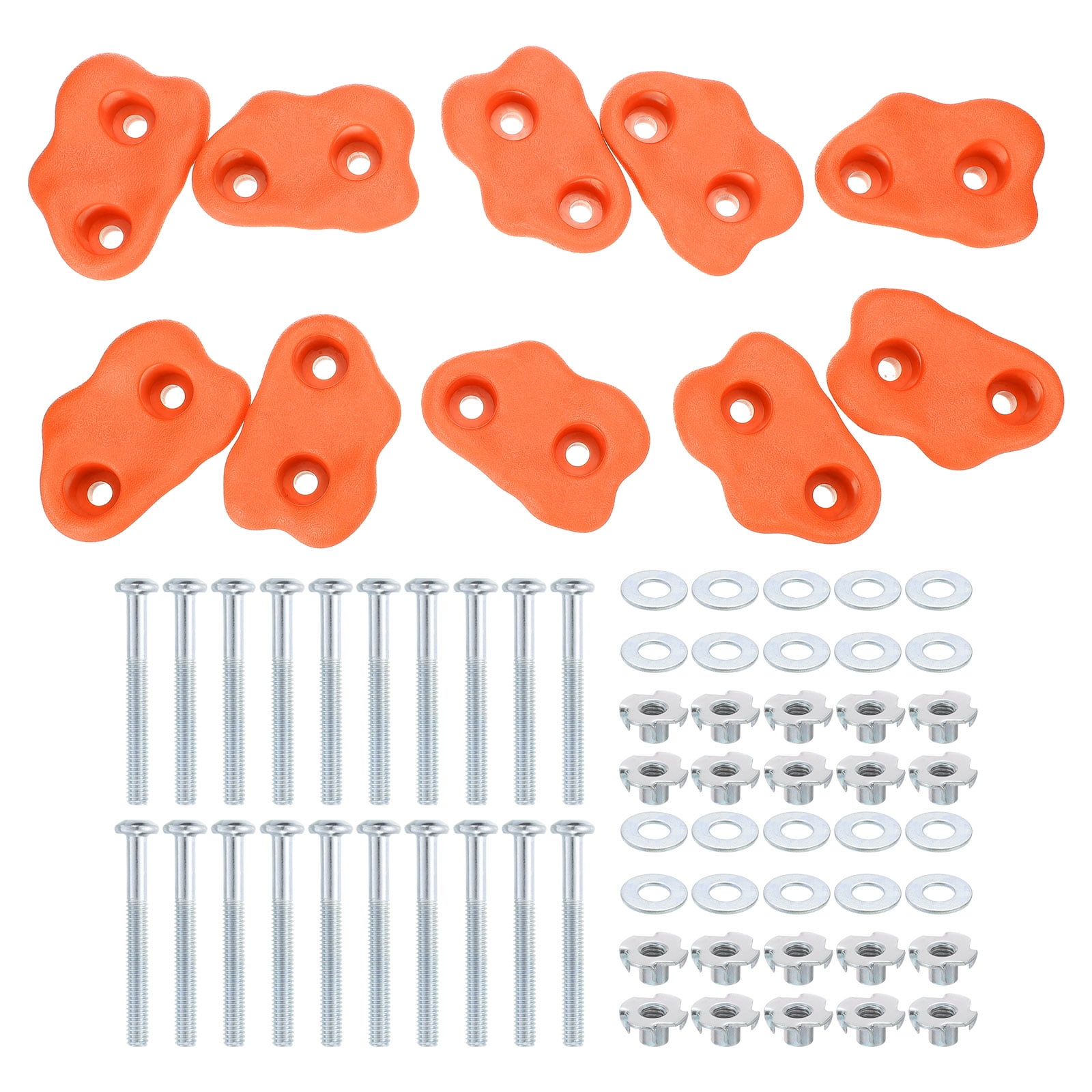 Rock Climbing Holds, 10 Pcs Small Climbing Rock Wall Grips with Double Hole for Playground Accessory, Orange Red-D