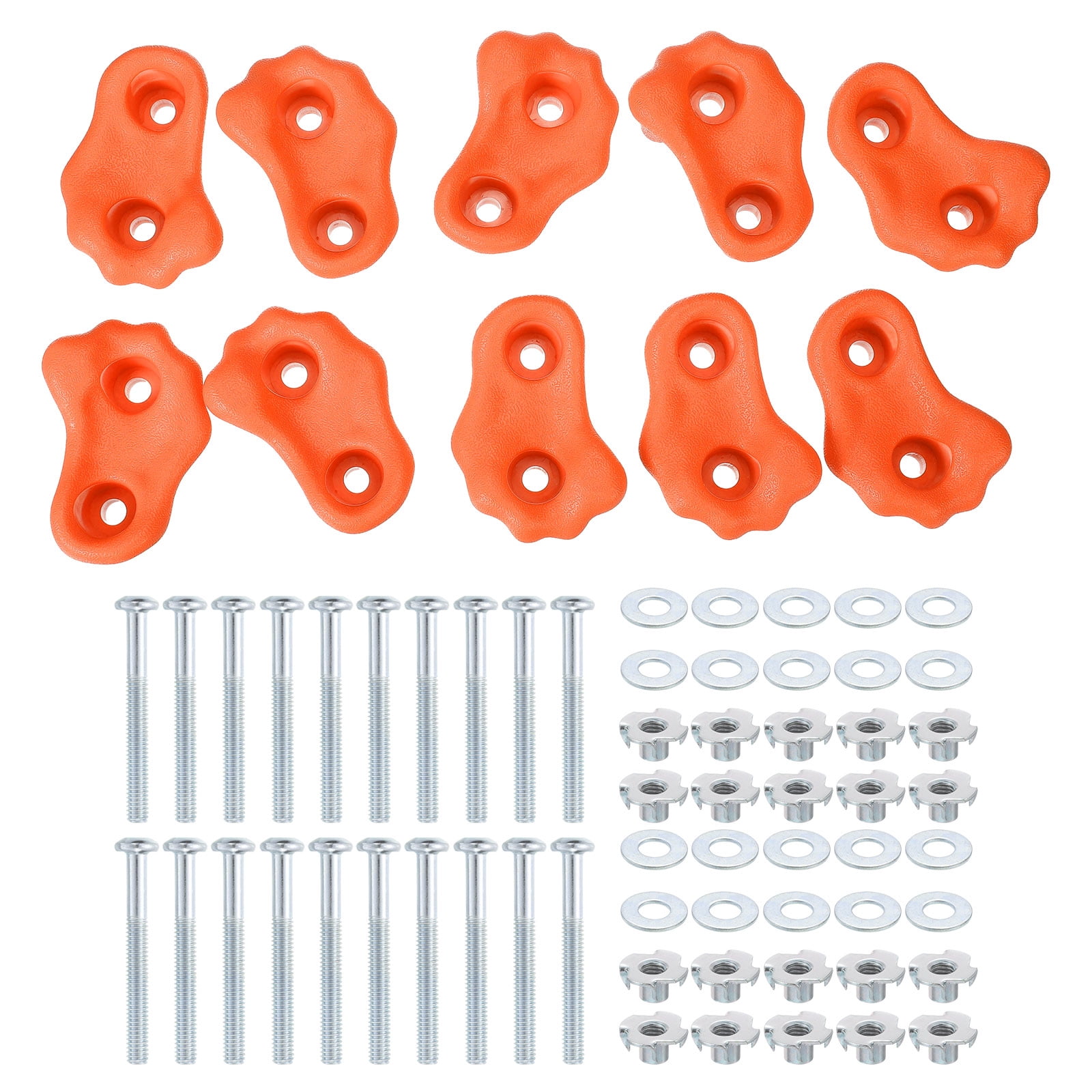 Rock Climbing Holds, 10 Pcs Small Climbing Rock Wall Grips with Double Hole for Playground Accessory, Orange Red-B