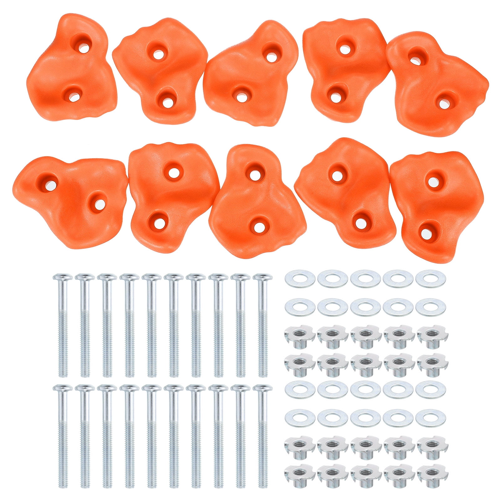 Rock Climbing Holds, 10 Pcs Large Climbing Rock Wall Grips with Double Hole for Playground Accessory, Orange Red