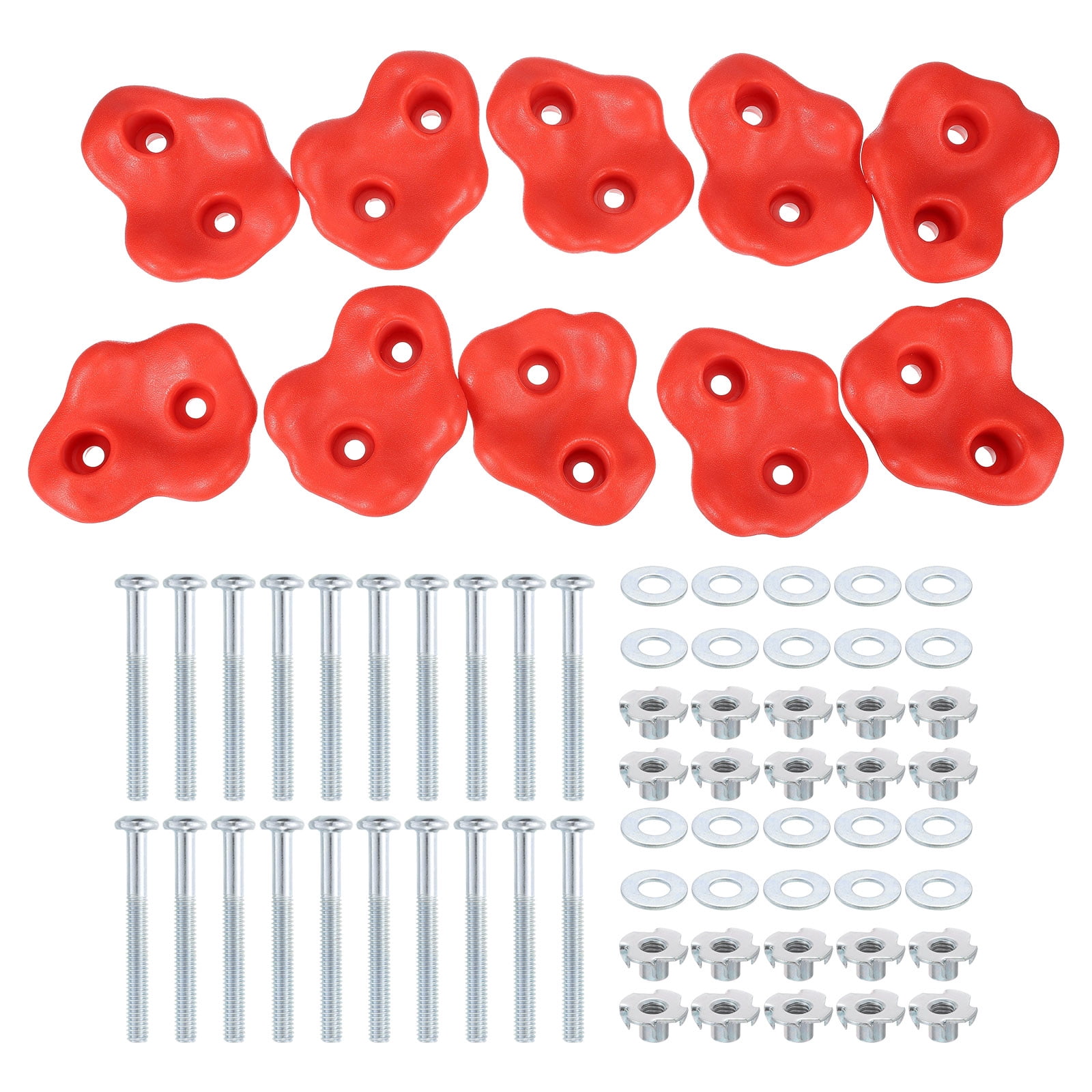 Rock Climbing Holds, 10 Pcs Large Climbing Rock Wall Grips with Double Hole for Playground Accessory, Red-B