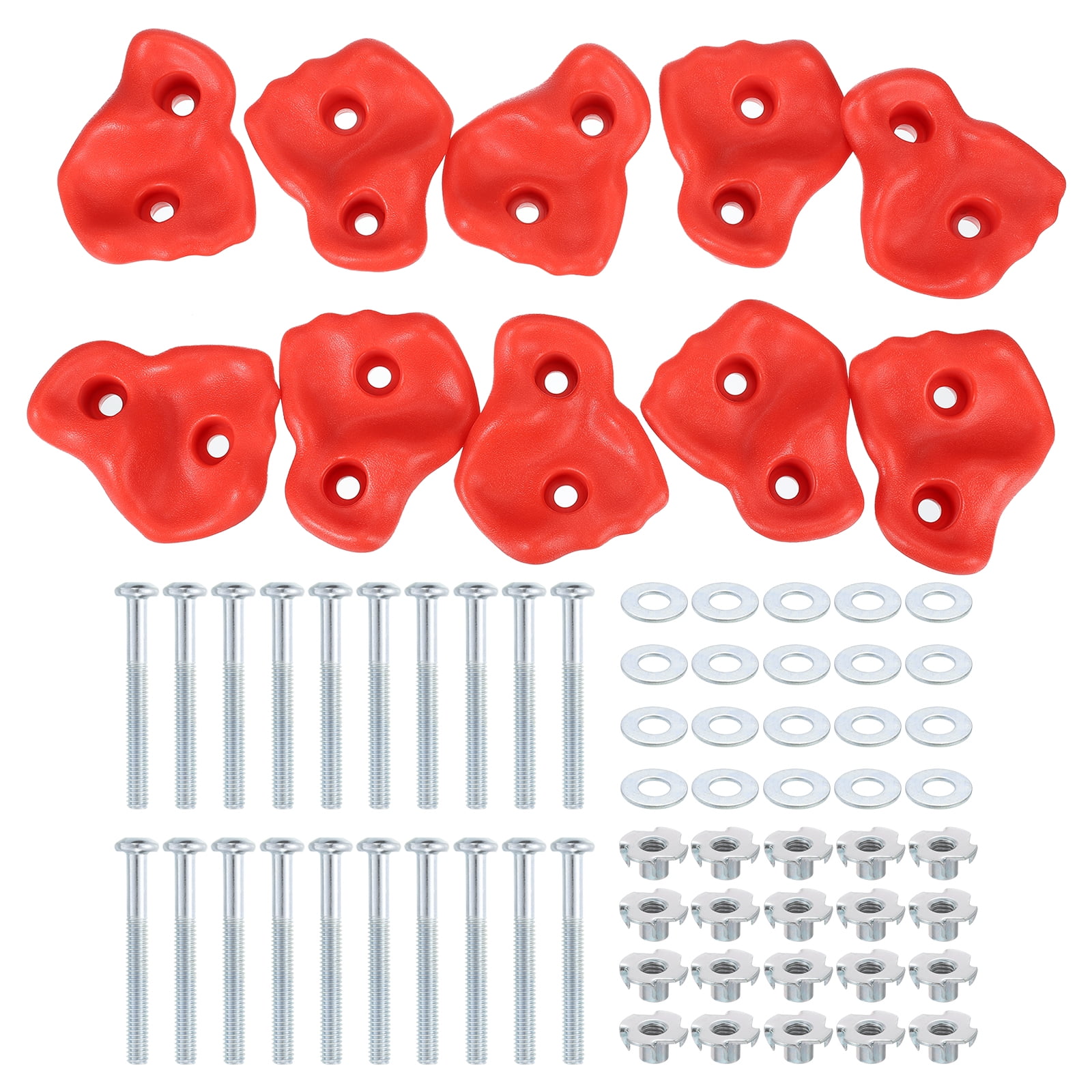 Rock Climbing Holds, 10 Pcs Large Climbing Rock Wall Grips with Double Hole for Playground Accessory, Red